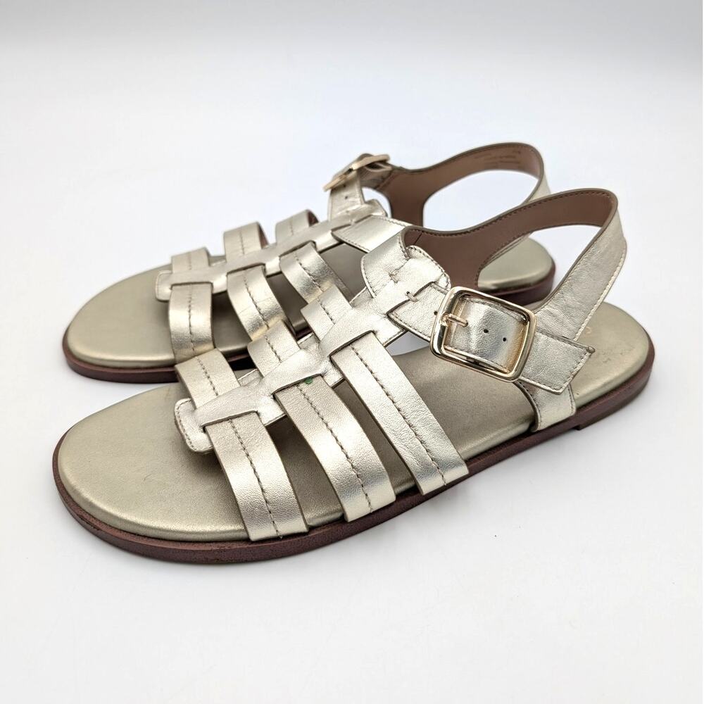 Cole Haan Flynn Fisherman Strappy Flat Sandals Womens Soft Gold Size US7.5B EU38